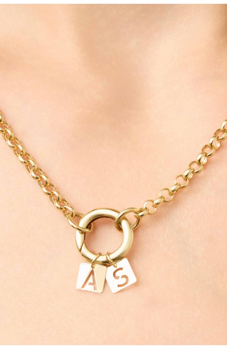 Oradina 14K Yellow Gold Initial Tile Pendant Charm, Alternate, color, Letter B