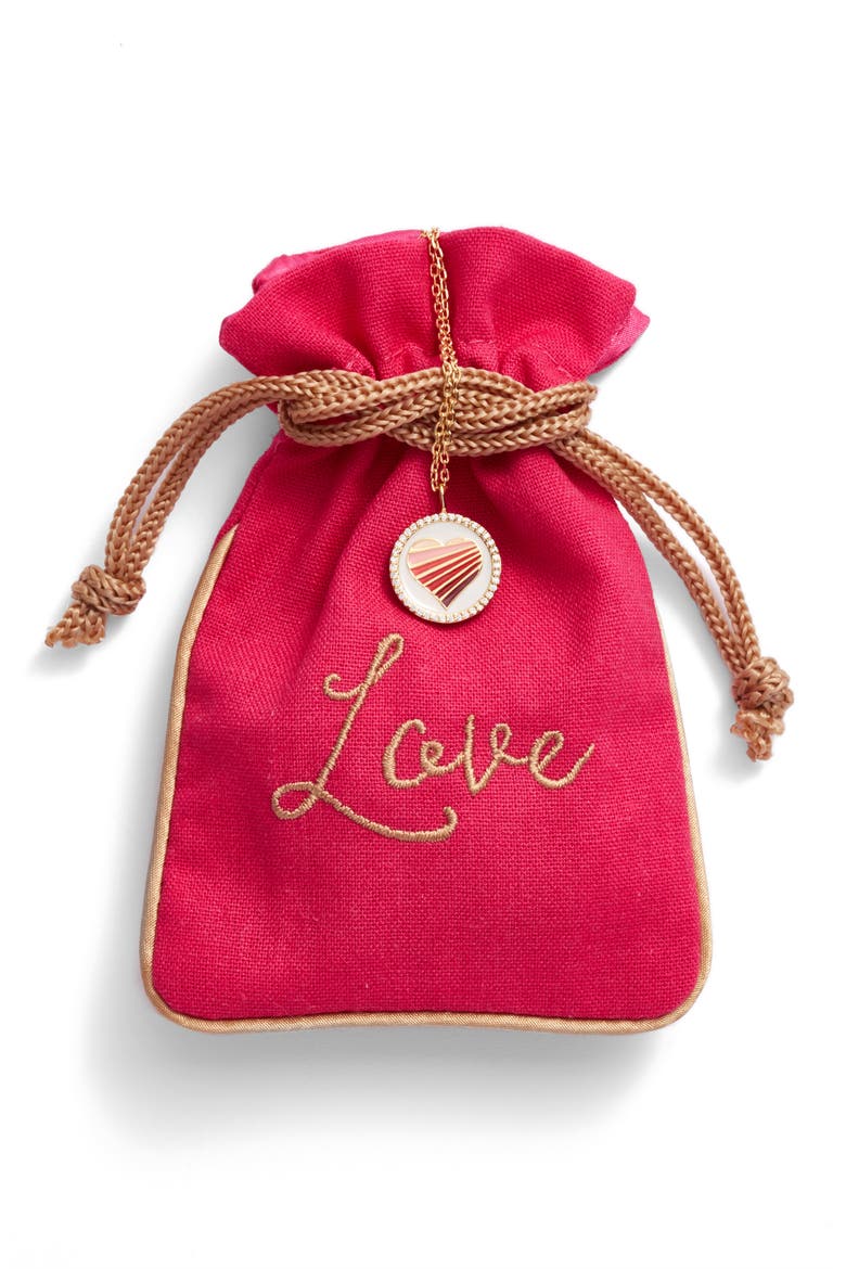 Reversible Enamel Pendant Necklace, Alternate, color, HEART/ GOLD