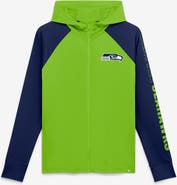 FANATICS Women's Fanatics Neon Green/College Navy Seattle Seahawks Cornerback Blitz​ Raglan Full-Zip Hoodie