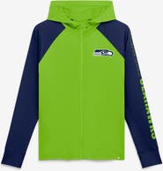 FANATICS Women's Fanatics Neon Green/College Navy Seattle Seahawks Cornerback Blitz Raglan Full-Zip Hoodie