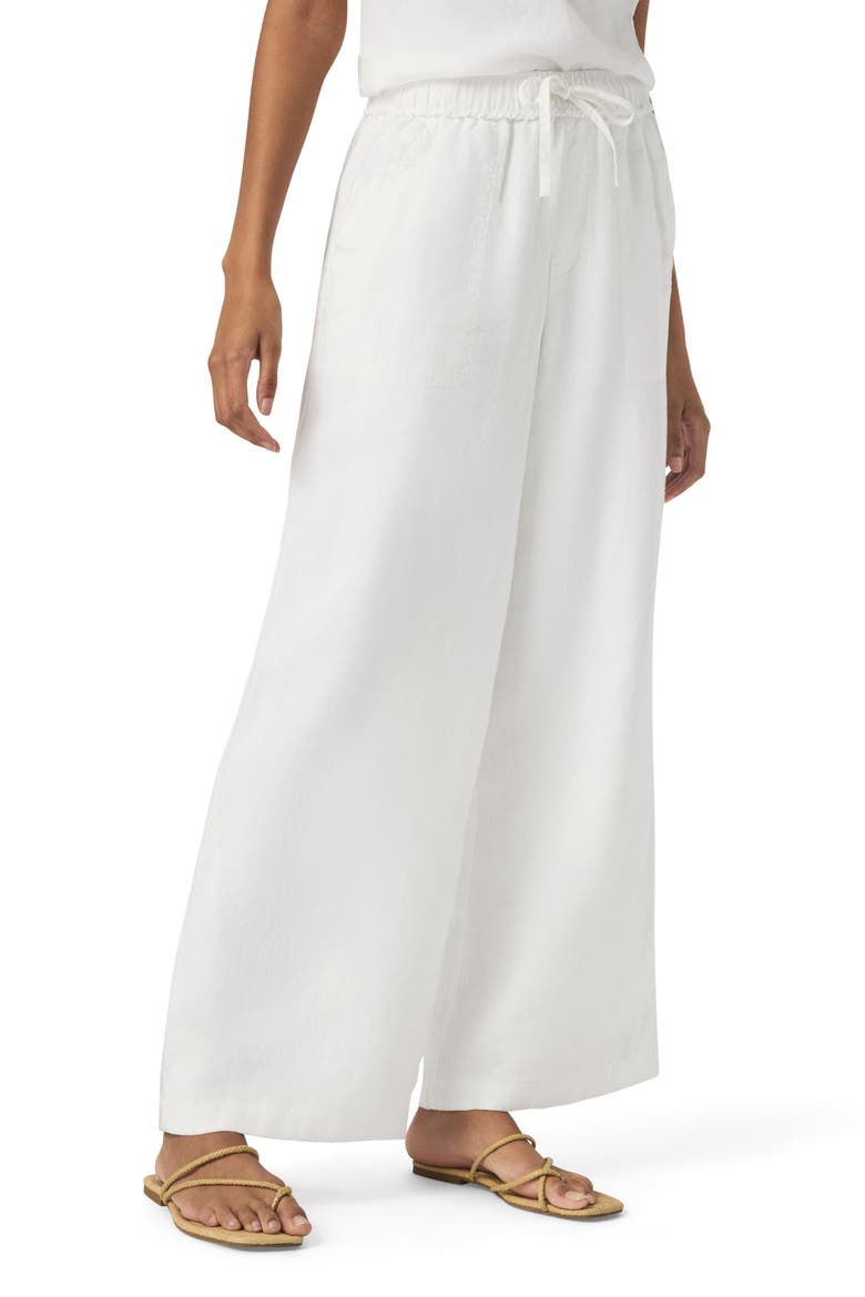 Stella Linen Drawstring Pants, Main, color, WHITE