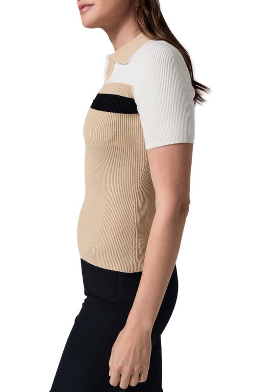 Alp N Rock Zoey Stripe Johnny Collar Rib Polo In Wheat