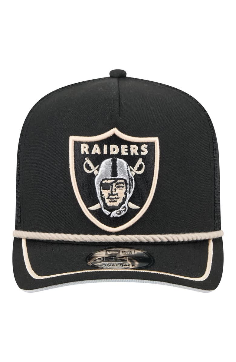 New Era Men's New Era Black Las Vegas Raiders Vintage Team Rope A-Frame Trucker 9FIFTY Snapback Hat, Alternate, color, 