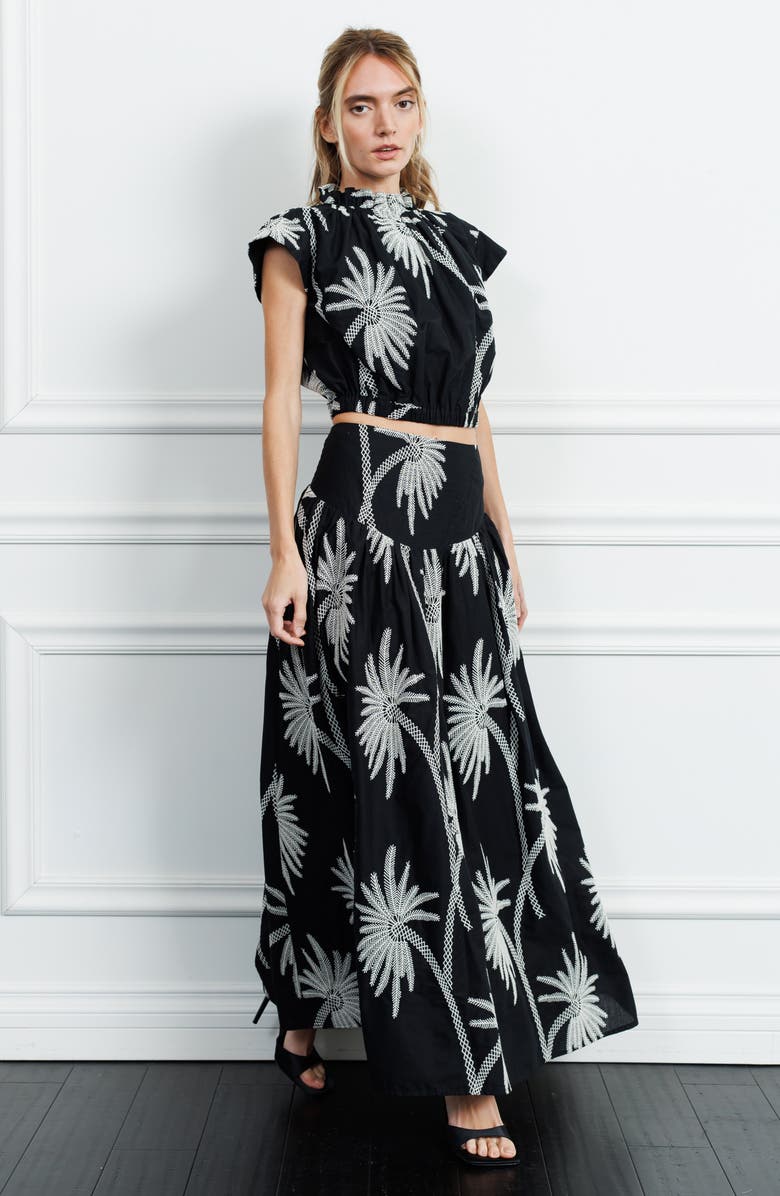 CIEBON Maeve Print Maxi Skirt, Alternate, color, Black