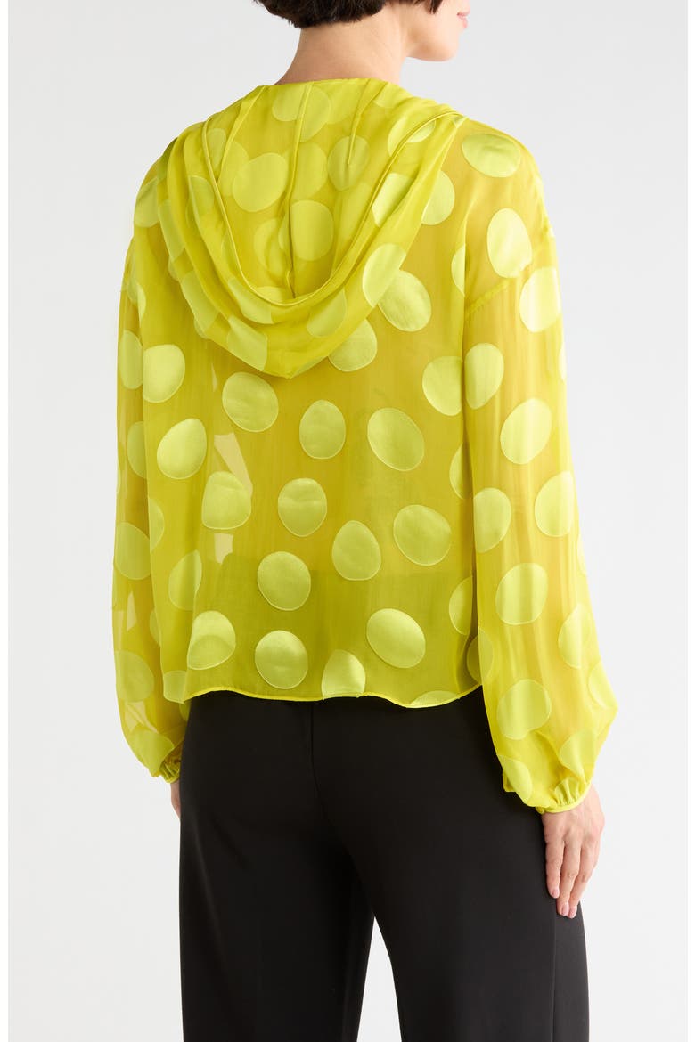 Hooded Long Sleeve Silk Blend Chiffon Top, Alternate, color, LEMON