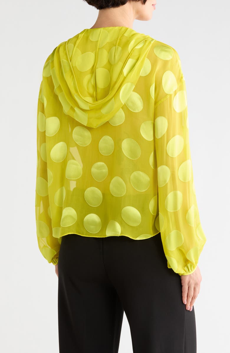 Longchamp Hooded Long Sleeve Silk Blend Chiffon Top, Alternate, color, Lemon