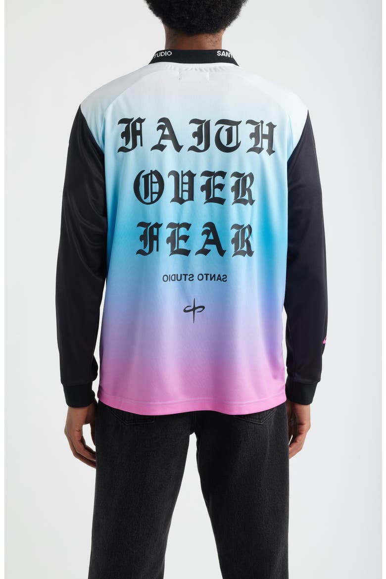 Faith Over Fear Graphic Jersey Polo, Alternate, color, BABY BLUE
