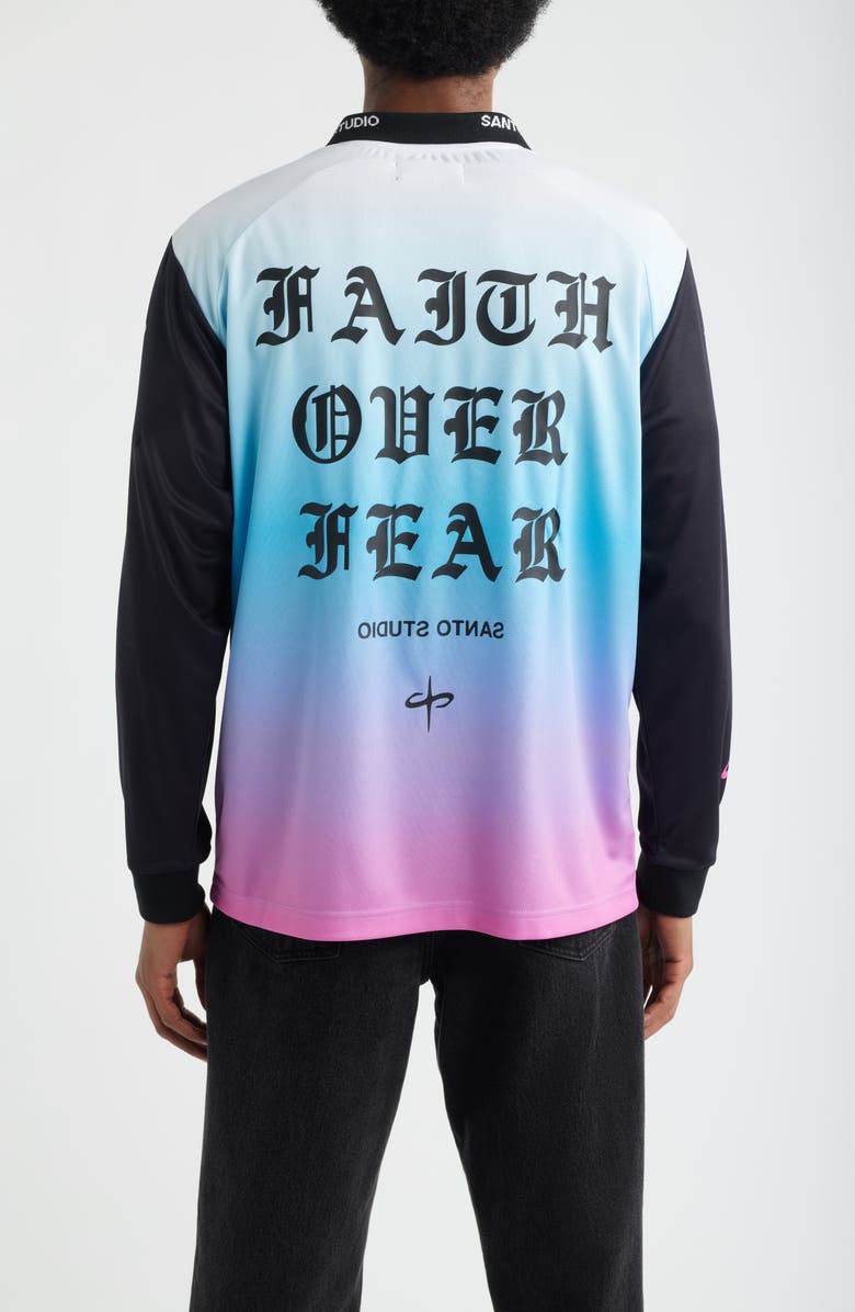 SANTO STUDIO Faith Over Fear Graphic Jersey Polo, Alternate, color, Baby Blue