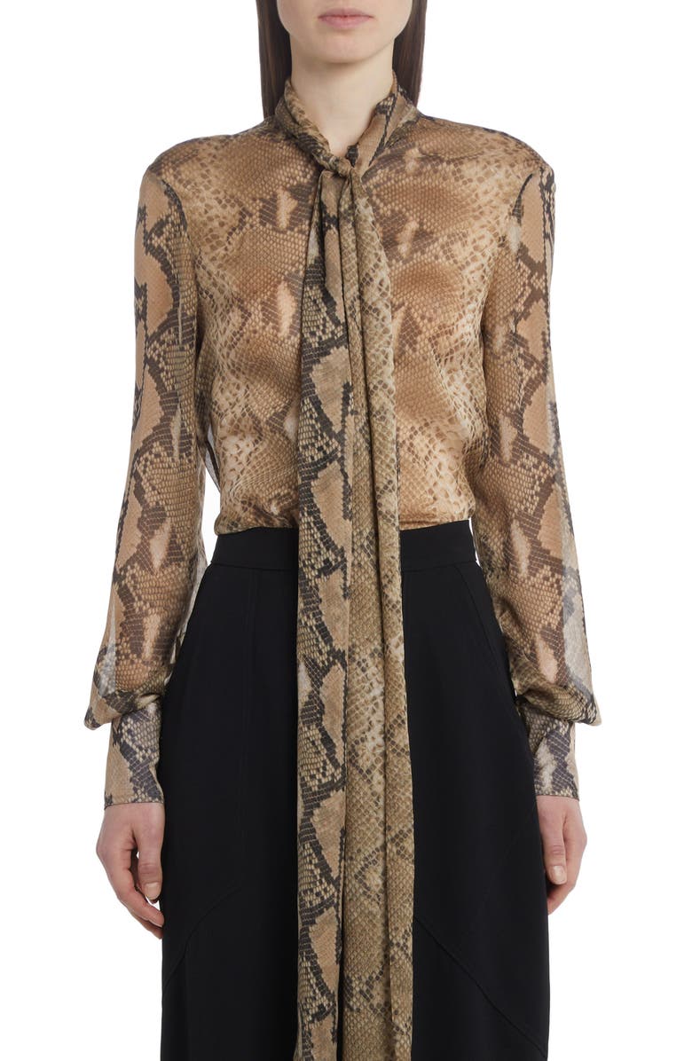 Stella McCartney Python Print Sheer Silk Blouse, Main, color, 