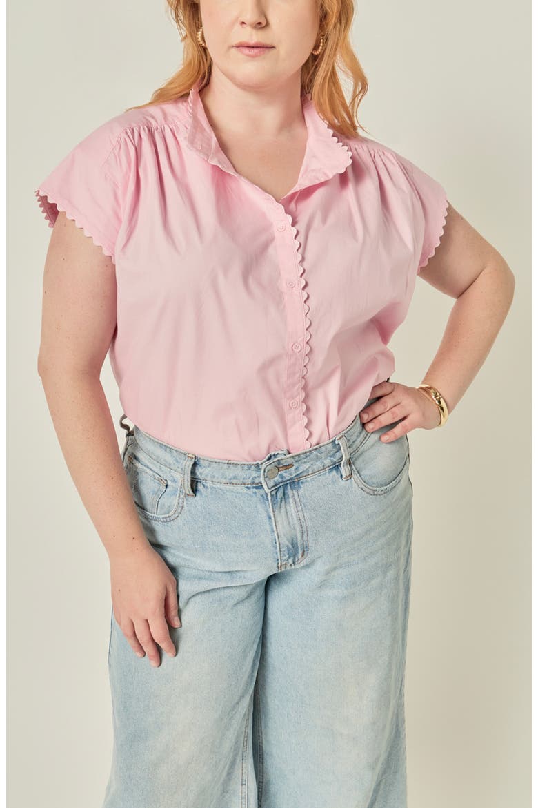 Ric-Rac Cotton Shirt, Alternate, color, PINK