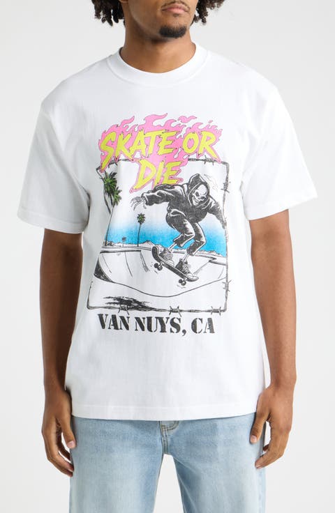 Skate or Die Cotton Graphic T-Shirt