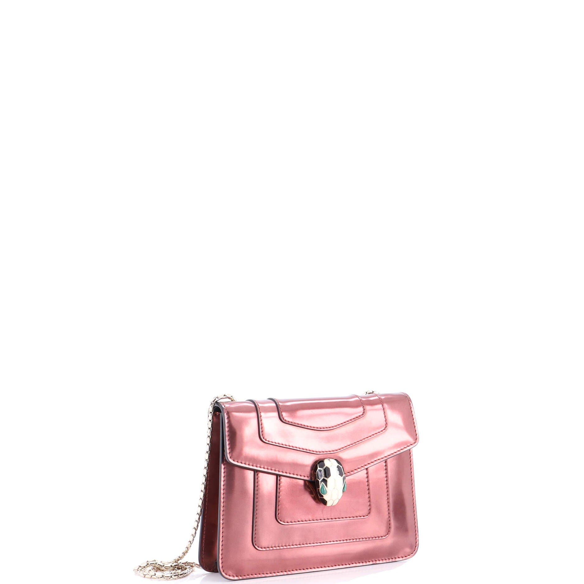 Serpenti Forever Square Shoulder Bag Metallic Leather Small, Alternate, color, Red