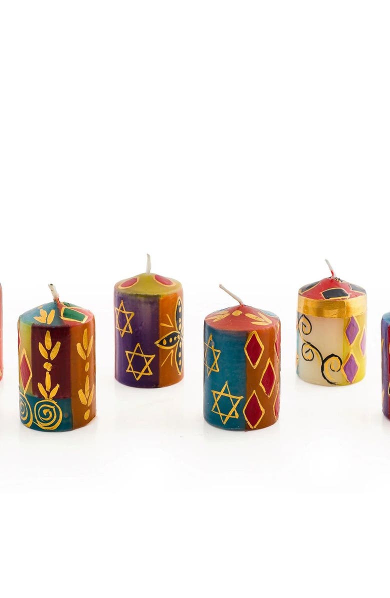 Thumbprint Artifacts Judaica Painted Votive Candles - Set of 6, Main, color, Judaica - 2"