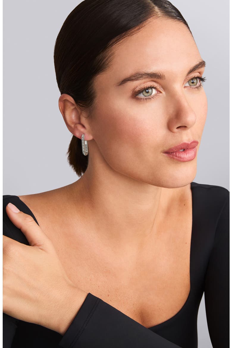 Signature Caviar Linear Hoop Earrings, Alternate, color, SILVER