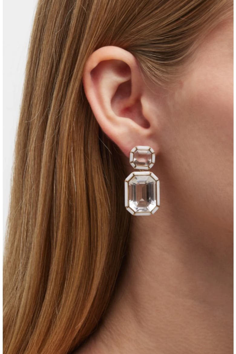 Mélange Emerald-Cut Drop Earrings, Alternate, color, CLEAR
