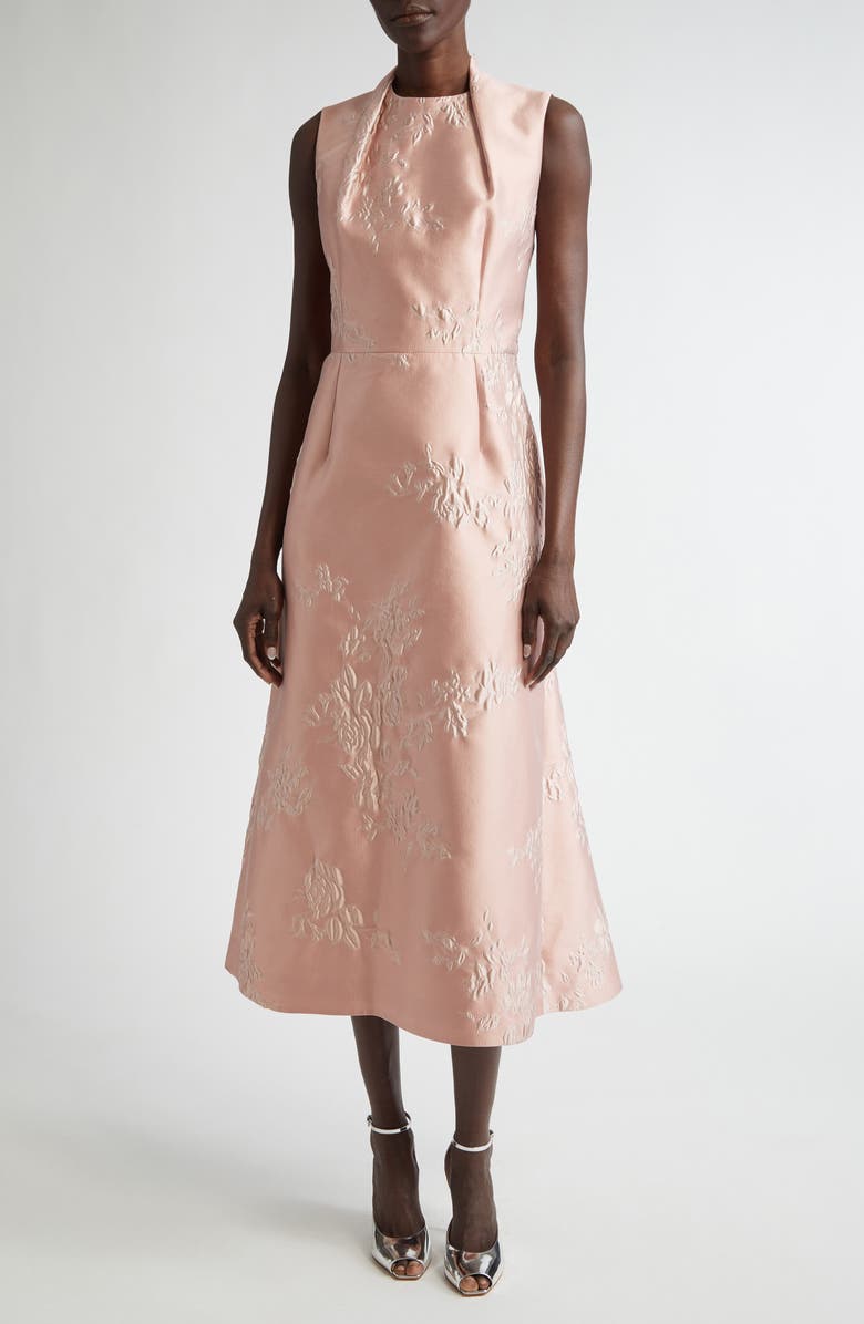 Emilia Wickstead Kissa Rose Jacquard Midi Dress, Main, color, 