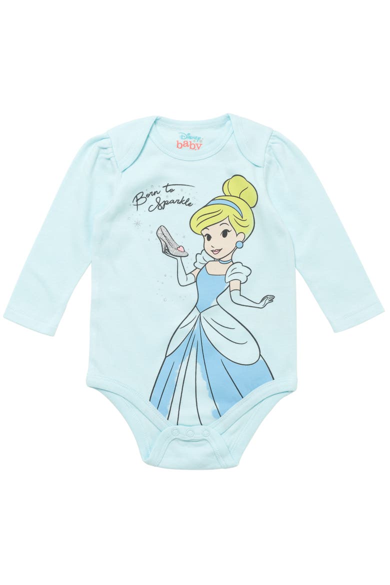 Princess 5-Pack Long Sleeve Bodysuits, Alternate, color, Ariel Belle Pink Multi