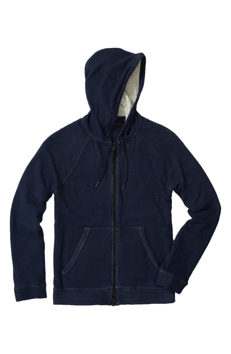 John Varvatos Cotton Blend Hoodie, Alternate, color, Pacific Blue