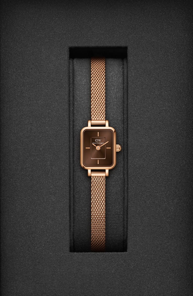Daniel Wellington Micro Collection Mesh Strap Watch, 15mm x 18mm, Alternate, color, Rose Gold