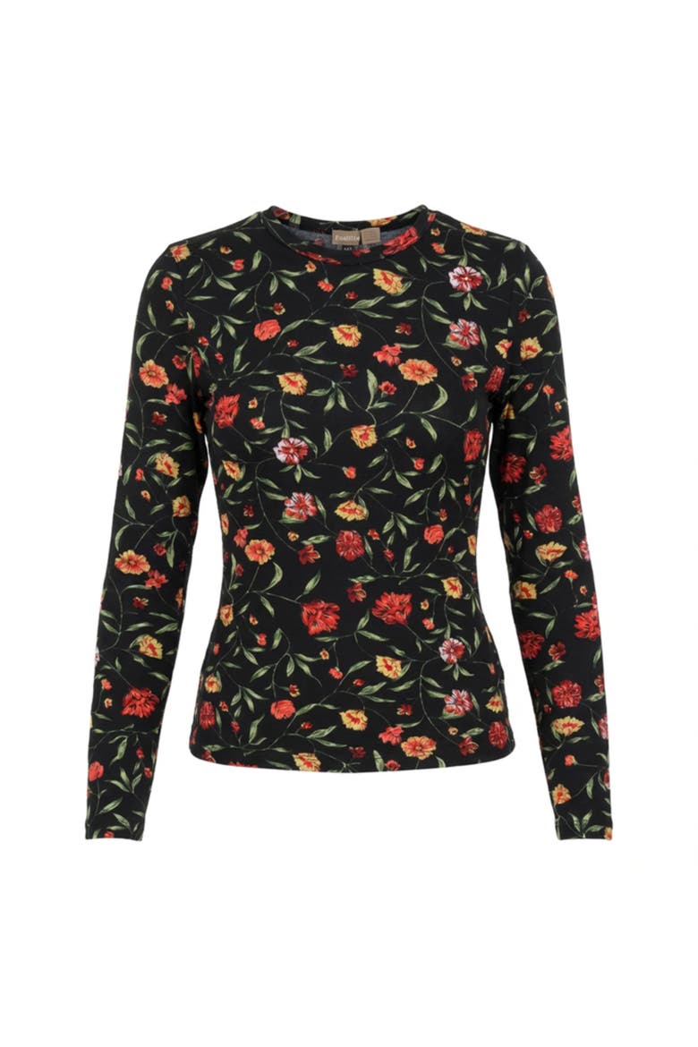 V-Neck Long Sleeve Top, Main, color, Black
