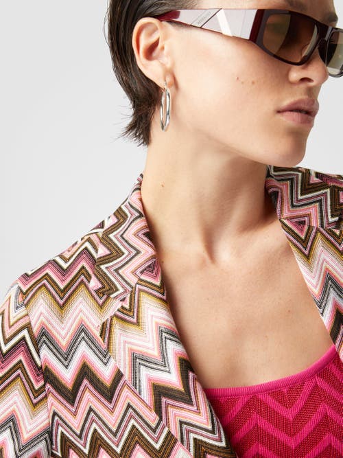 Missoni Single-breasted Blazer In Cotton And Zigzag Viscose In Multicoloured