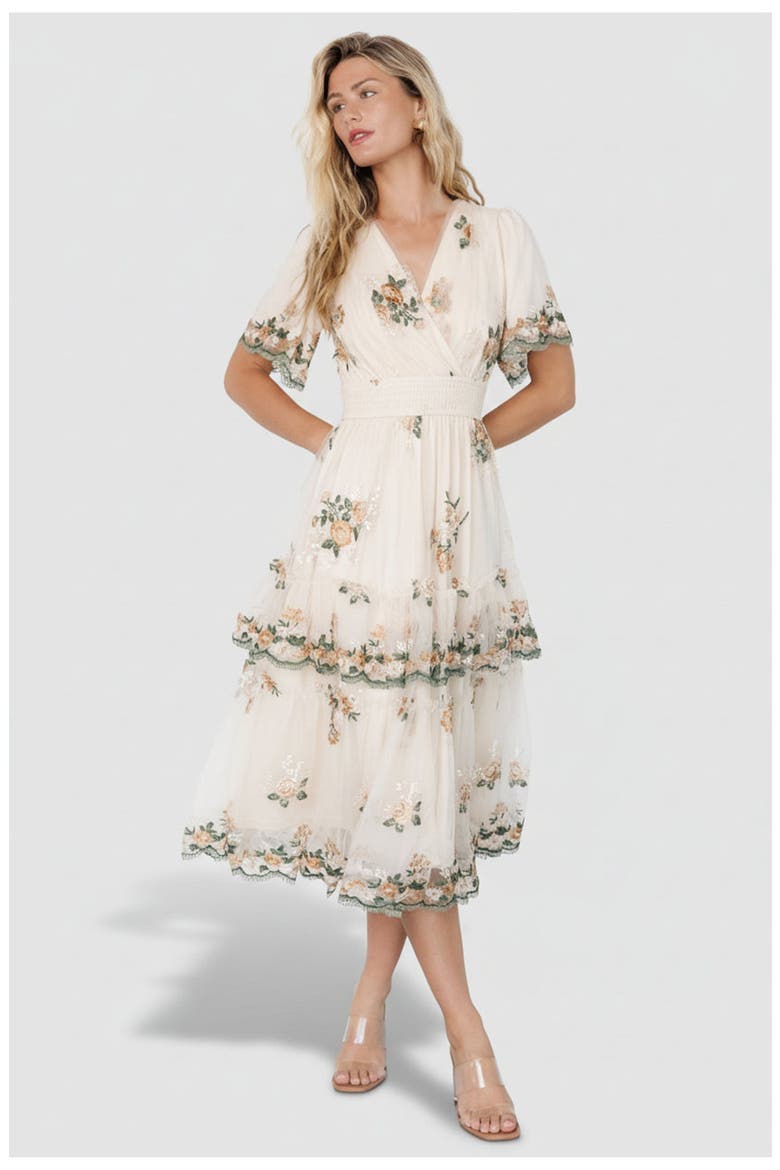 Cynthia Midi Dress, Main, color, Cream Floral