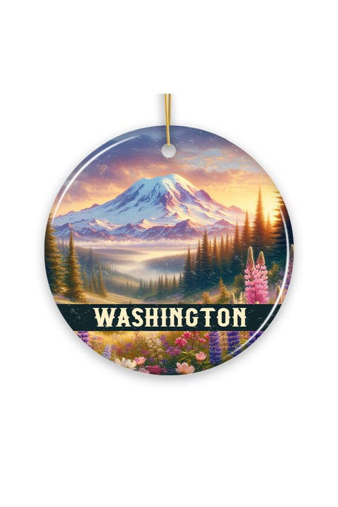 Mount Rainier Sunrise Wildflower Washington Ornament