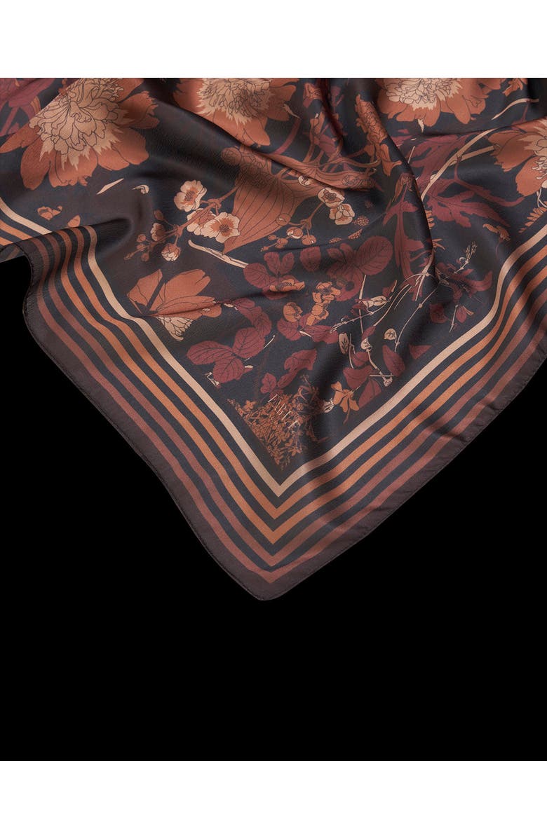 Fable England Deco Blooms Black Square Scarf, Alternate, color, Black