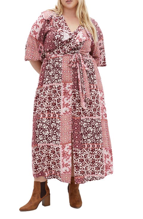 Romina Print Long Sleeve Maxi Dress (Plus)