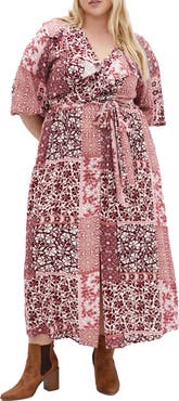 City Chic Romina Print Long Sleeve Maxi Dress
