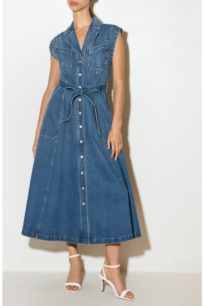 Tie Belt Denim Midi Dress, Alternate, color, MEDIUM DENIM