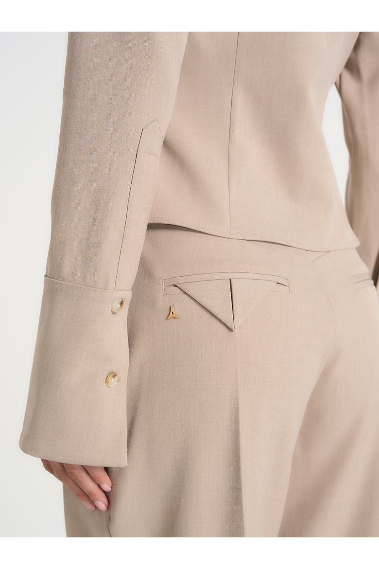Sonia Tailored Cinch Shirt, Alternate, color, Beige