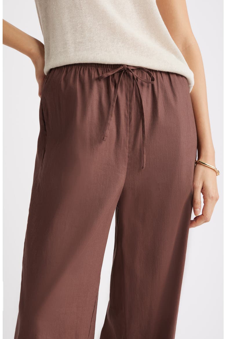 Linen Blend Drawstring Pants, Alternate, color, BROWN ROAST