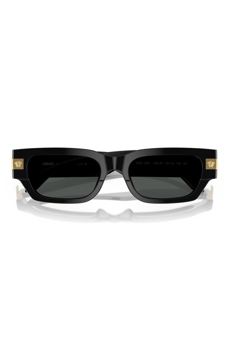 53mm Plaque Rectangular Sunglasses, Alternate, color, BLACK