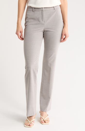 Amanda & Chelsea Olivia Flat Front Pants In Light Gray