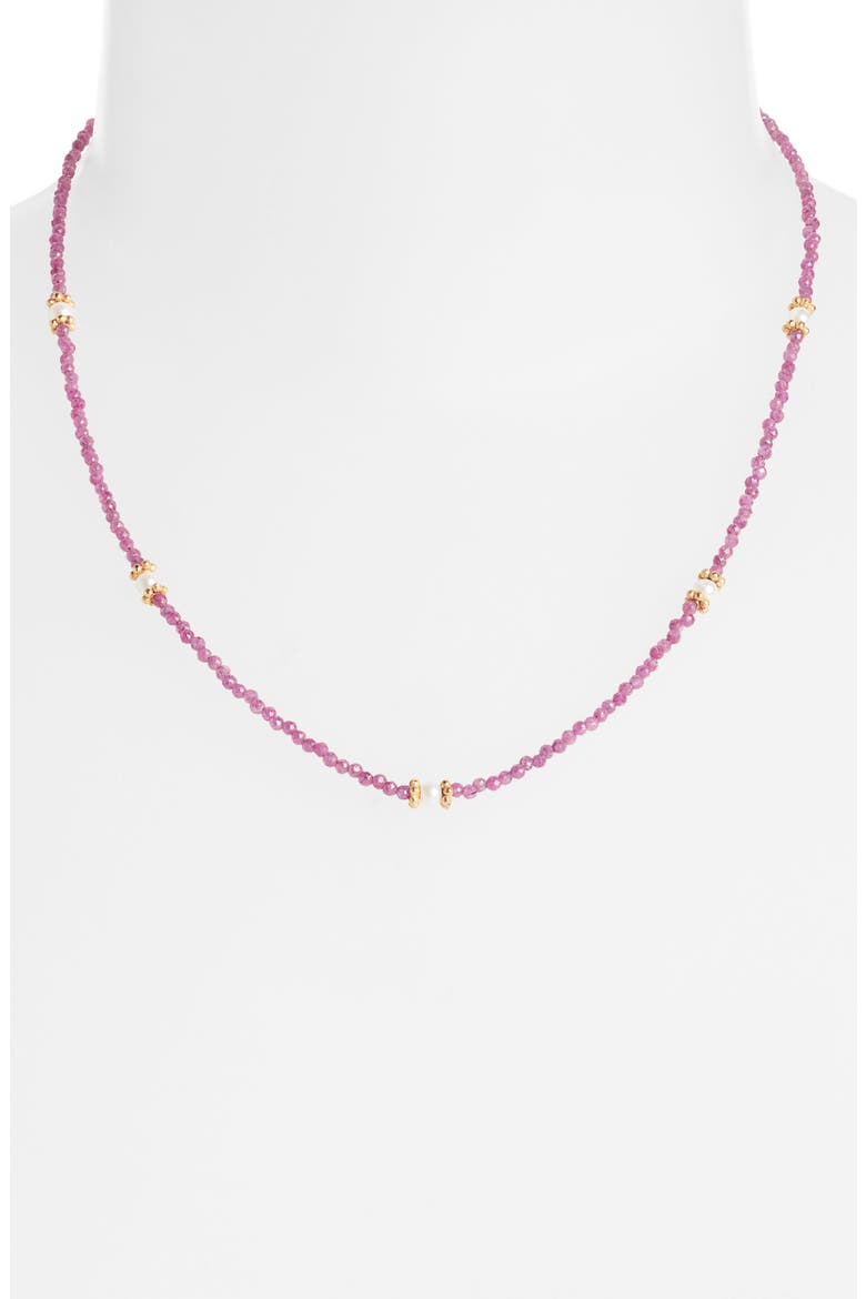 Taylor Pearl & Ruby Beaded Necklace, Alternate, color, GOLD