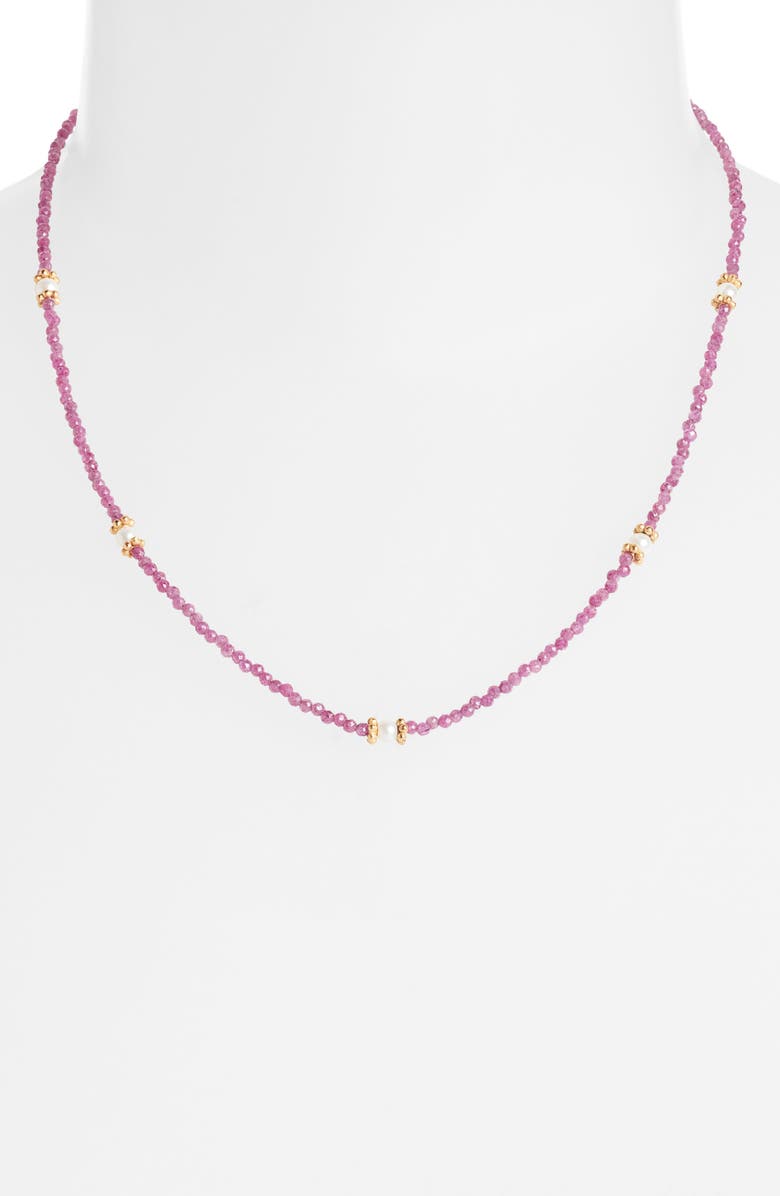 Kiara by Ki-ele Taylor Pearl 
Ruby Beaded Necklace, Alternate, color, Gold