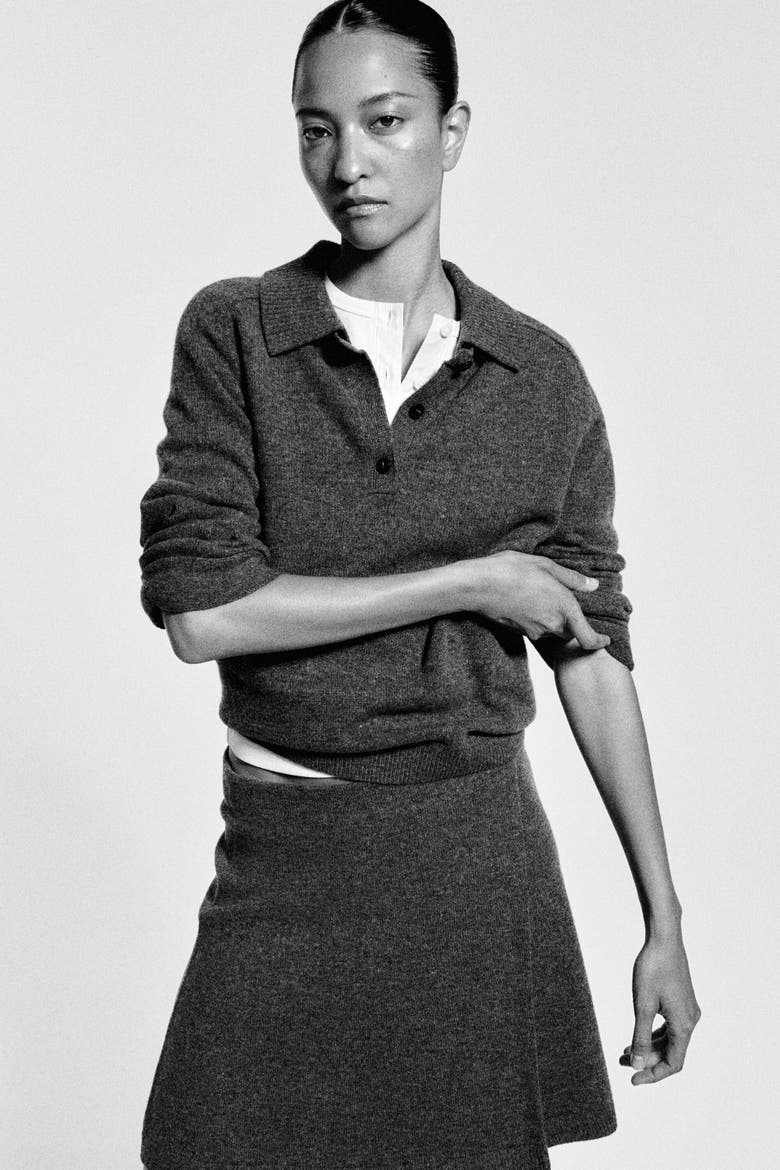 Merino Wool Mini Wrap Skirt, Alternate, color, GRAY MÉLANGE
