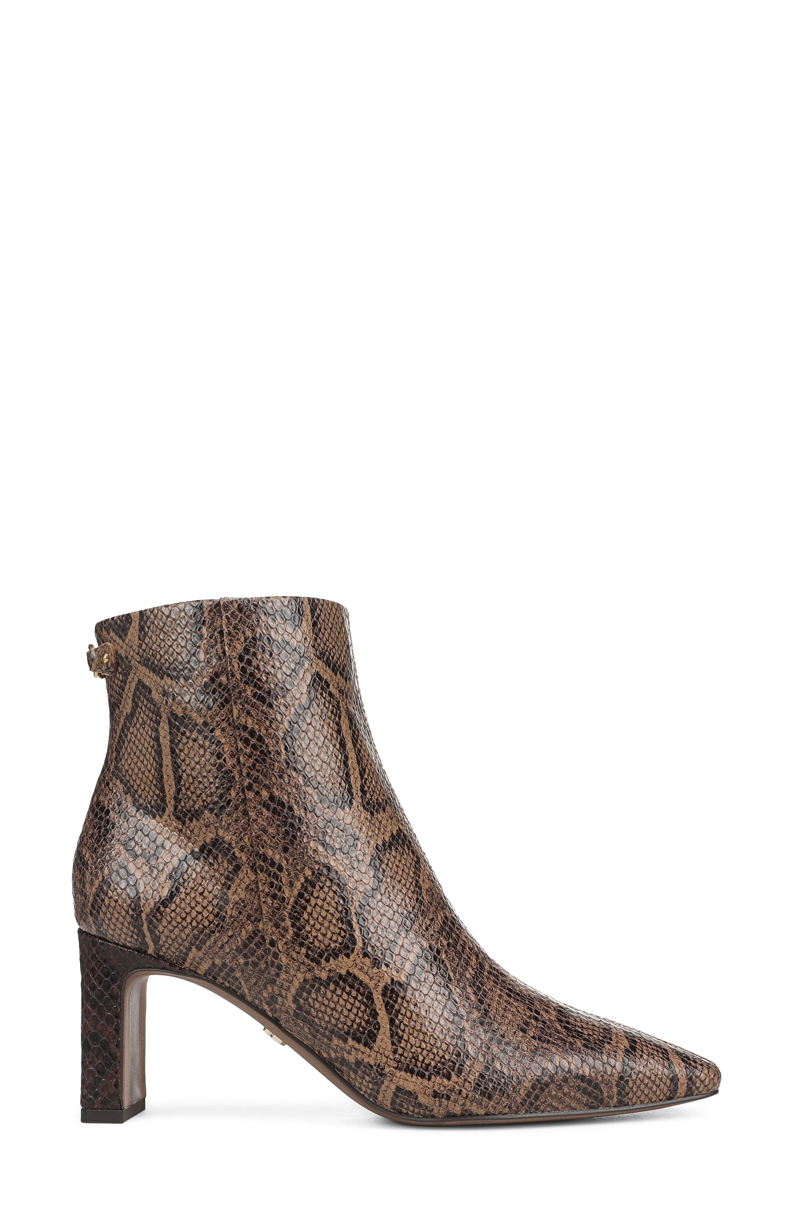 Saige 4 Croc Embossed Leather Bootie, Alternate, color, TRUFFLE BROWN/ LIGHT SAND