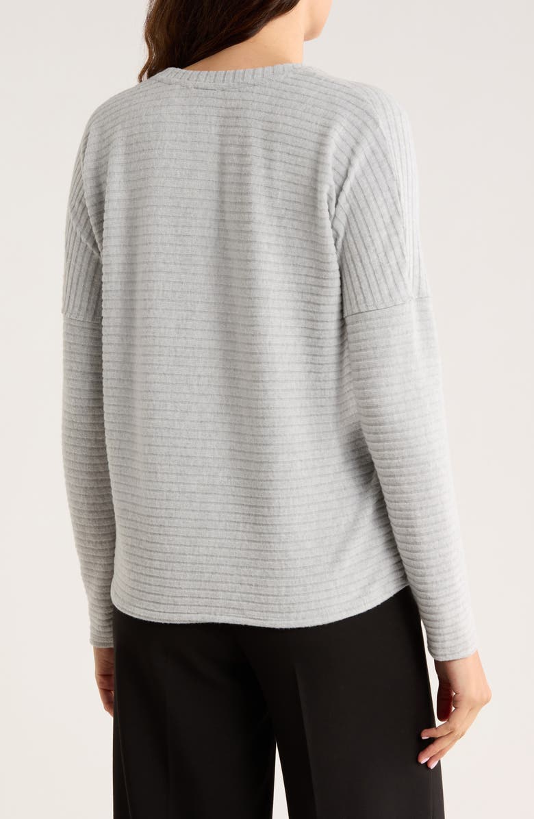 ELIE ELIE TAHARI Long Sleeve Drop Shoulder Crewneck Top, Alternate, color, Mist Grey Heather