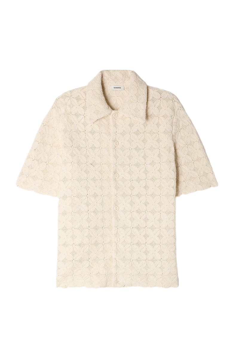 SANDRO Cotton broderie anglaise shirt, Alternate, color, Ecru