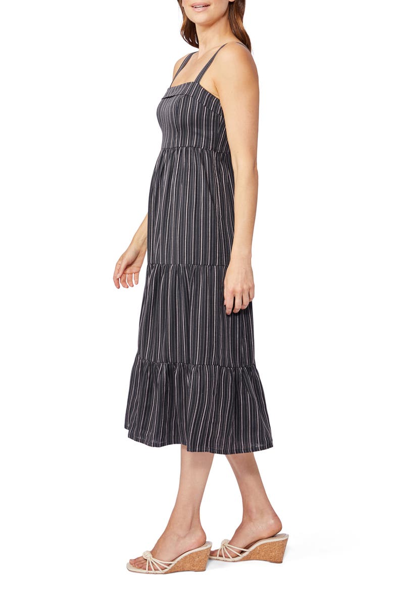 Santibel Stripe Tiered Midi Dress, Alternate, color, BLK MLTI