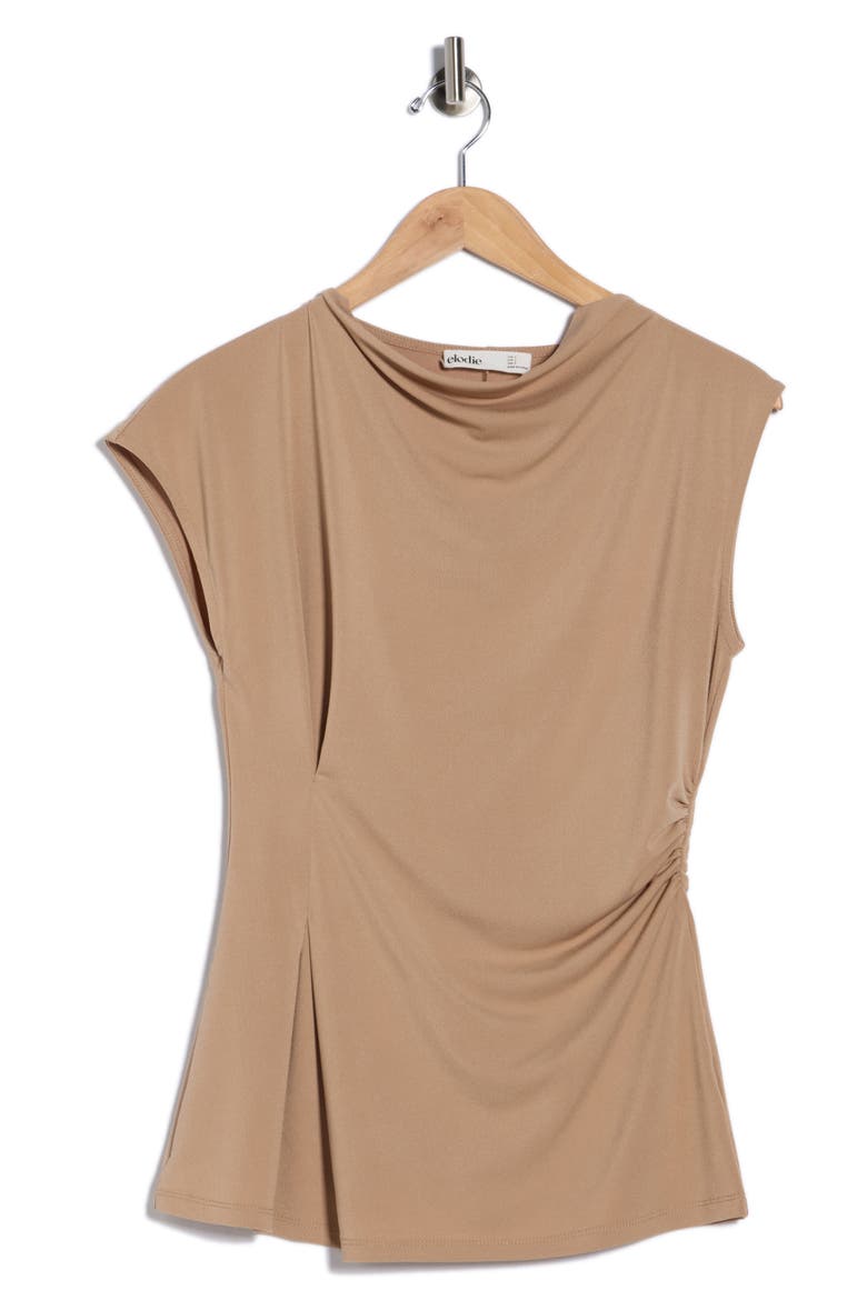 Asymmetric Draped Top, Alternate, color, CAMEL