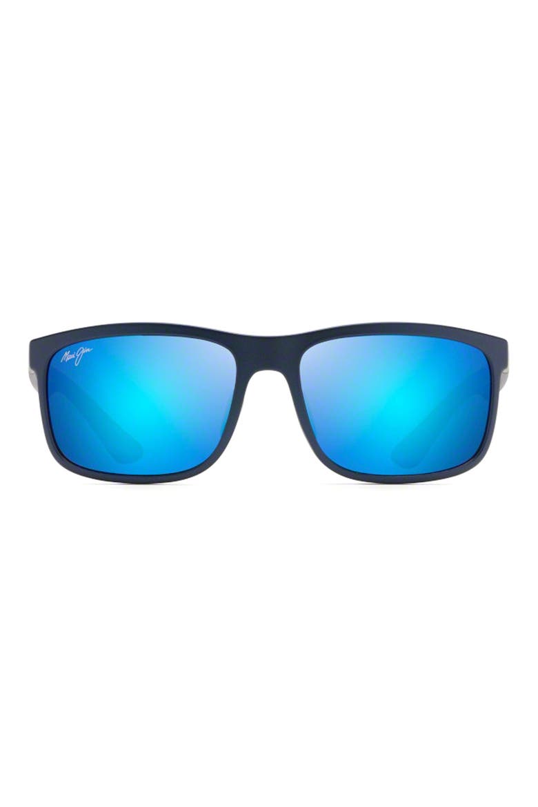 Huelo 58mm PolarizedPlus® Rectangular Sunglasses, Main, color, DARK BLUE/ BLUE HAWAII