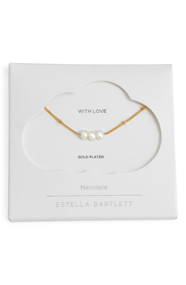 Estella Bartlett Triple Faux Pearl Beaded Chain Necklace, Main, color, Gold