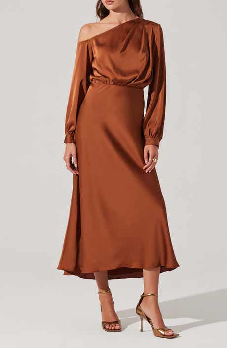 ASTR the Label Elwood One-Shoulder Long Sleeve Satin Cocktail Dress