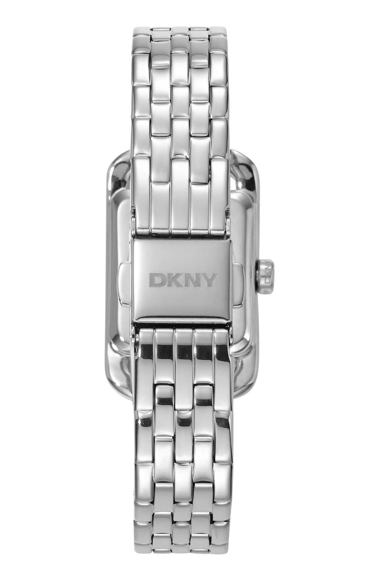 DKNY Signature Shape Crystal Bezel Tank Bracelet Watch, 20mm x 33mm, Alternate, color, Silver