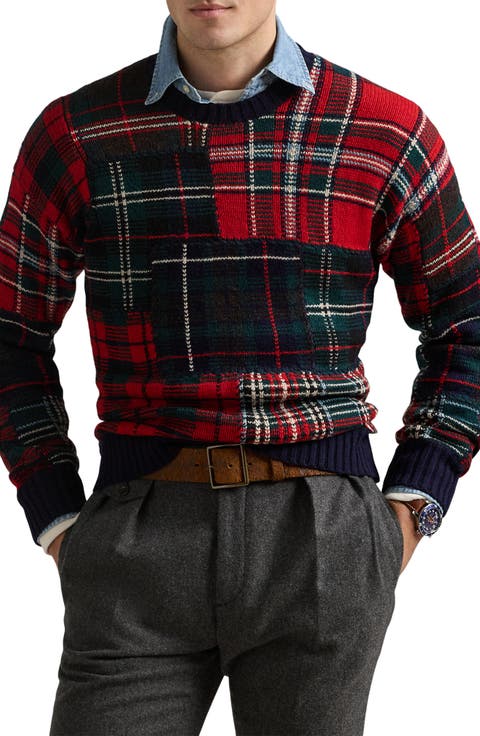 Patchwork Plaid Wool Blend Sweater