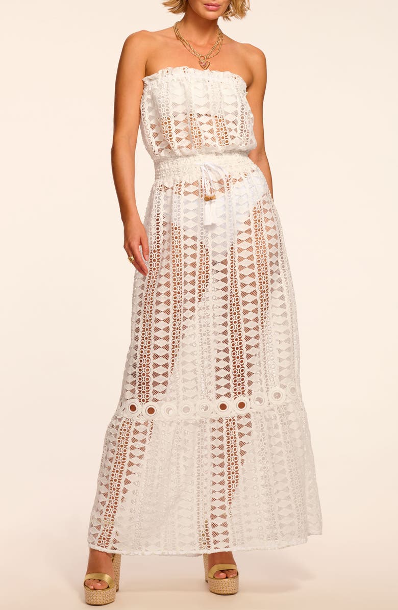 Ramy Brook Henrietta Strapless Sheer Cover-Up Dress, Main, color, White Cotton