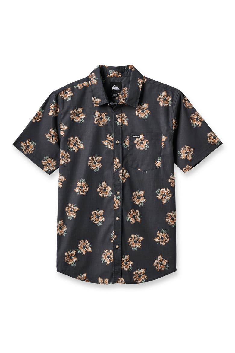 Wailua Classic Fit Floral Short Sleeve Button-Up Shirt, Main, color, PHANTOM